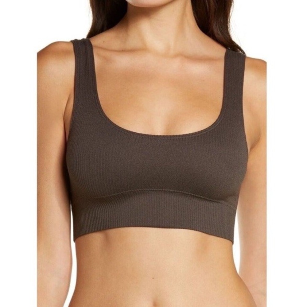 Dark Grey Skims Stretch Rib Scoop Neck‎ Bralette Size L/XL